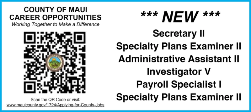 County of Maui/Personnel/Career Opportunities
